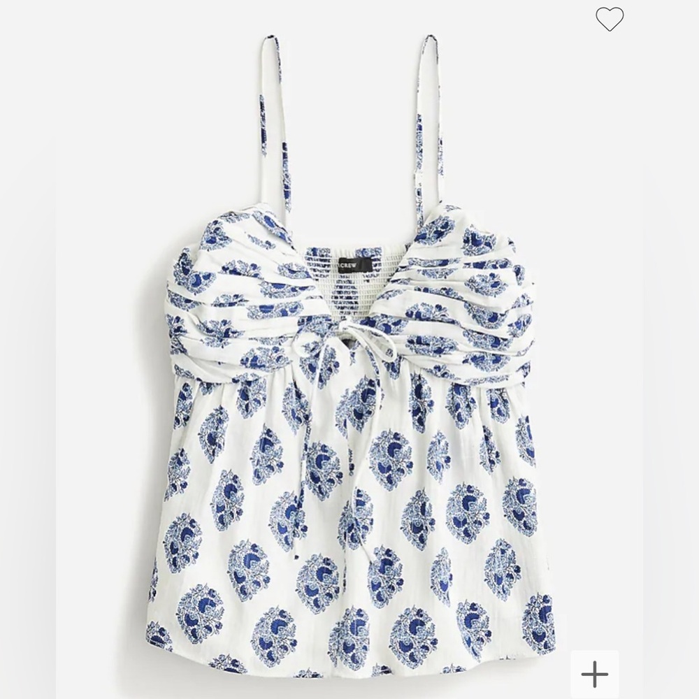 J Crew Gathered Lurex Gauze Camisole in Gathered Floral Block Print